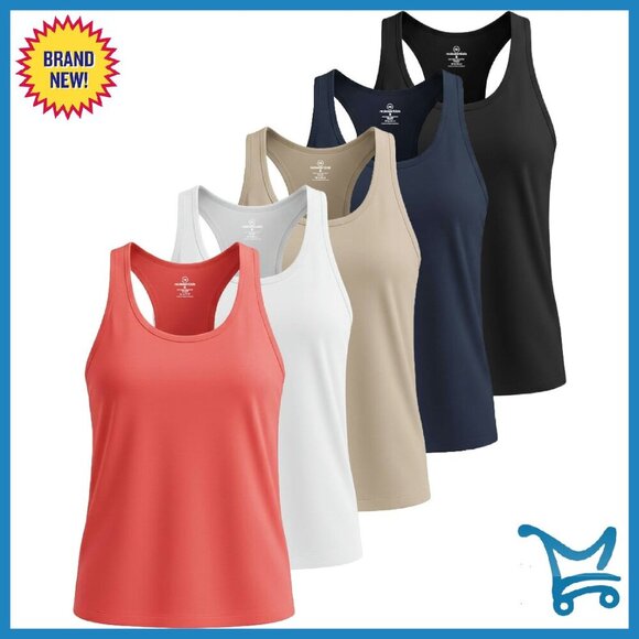Tops - Dry Fit Racerback Tank Tops 5-Pack Women's Workout Athletic Shirts